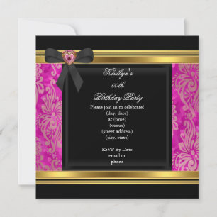 Invitación Imagen de joya de damasco negro de fiesta