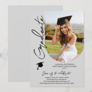 Invitación Imagen de la fiesta de graduación con un guión mod