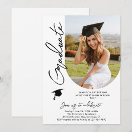 Invitación Imagen de la fiesta de graduación con un guión mod