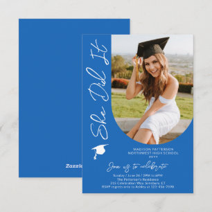 Invitación Imagen de la fiesta de graduación con un guión mod