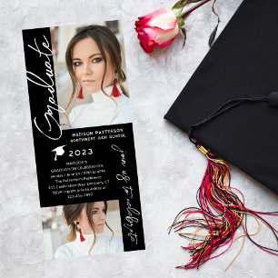Invitación Imagen de la fiesta de graduación con un guión mod