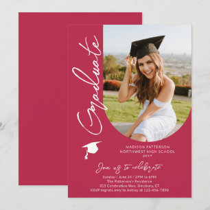 Invitación Imagen de la fiesta de graduación con un guión mod