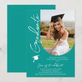 Invitación Imagen de la fiesta de graduación con un guión mod