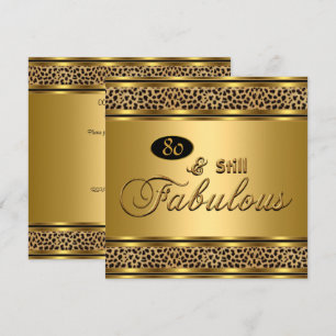 Invitación Imagen de Leopardo Dorado de Cumpleaños número 80