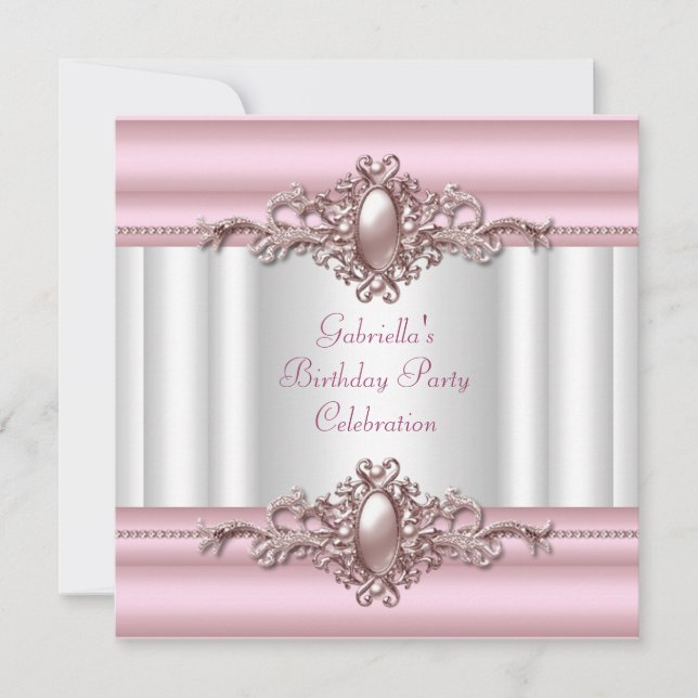 Invitación Imagen de perla de fiesta de cumpleaños elegante r (Anverso)