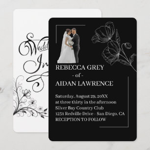 Invitación Imagen de superposición elegante en blanco y negro