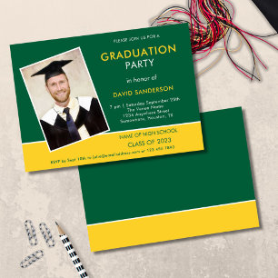 Invitación Imagen de texto simple Graduación verde amarillo 2