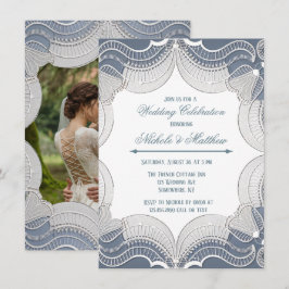 Invitación Imagen Elegante De La Celebración Del Boda Azul