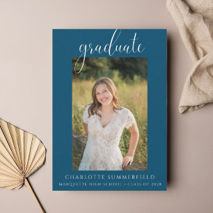 Invitación Imagen Elegante de la fiesta de graduación azul
