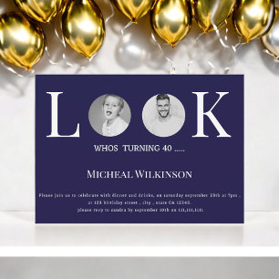 Invitación imagen moderna cuyo 40 cumpleaños azul marino