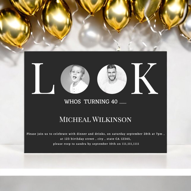 Invitación imagen moderna de 40 años (40th birthday,40th birthday party,adult,photo,funny,elegant 40th birthday,simple 40th birthday,)