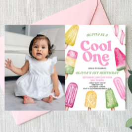 Invitación Imagen rosa de Guay One Popsicle Primer Fiesta de 