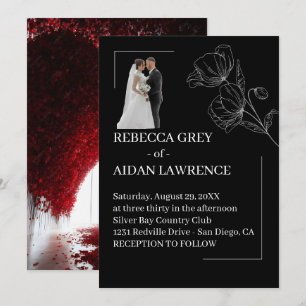 Invitación Imagen superpuesta de boda en blanco y negro refin