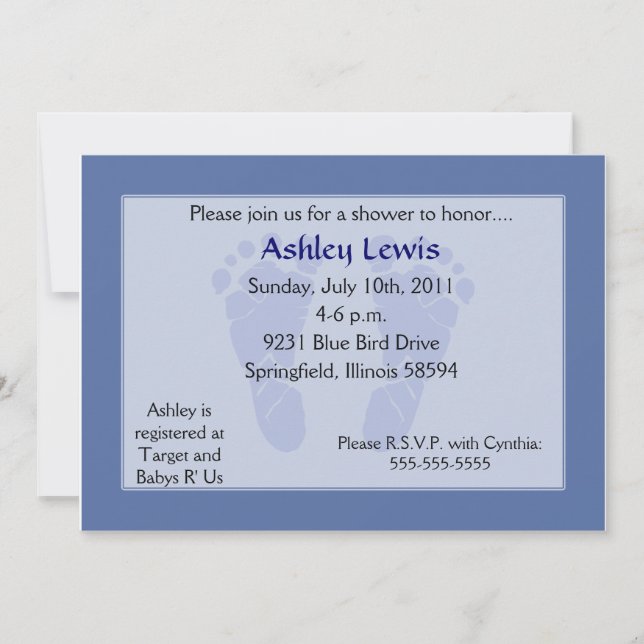 Invitación Imágenes Baby Shower - Azul (Anverso)