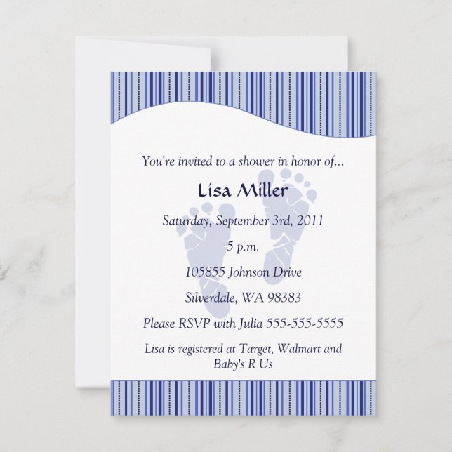 Invitación Imágenes de bebé Baby Shower - Azul (Anverso)