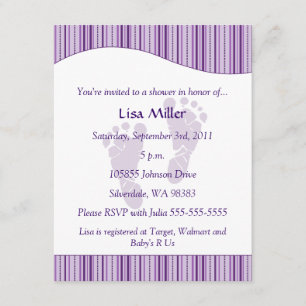 Invitación Imágenes de bebé Baby Shower - Púrpura