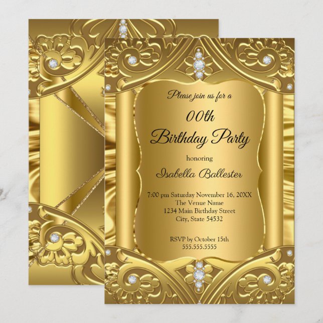 Invitación Imágenes de fiesta de cumpleaños de cualquier edad (Anverso / Reverso)