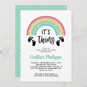 Invitación Imágenes del arco iris son los gemelos Baby Shower
