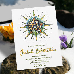 Invitación Imbolc Sunshine Snowdrop Pentacle Pagan