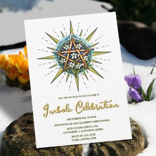 Invitación Imbolc Sunshine Snowdrop Pentacle Pagan