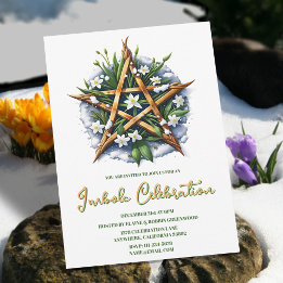 Invitación Imbolc Sunshine Snowdrop Pentacle Pagan