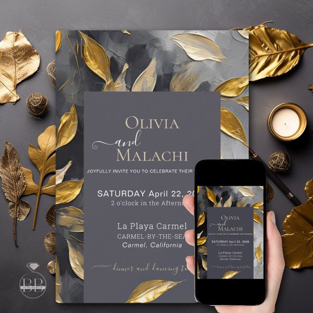 Invitación Impasto de hoja de oro Noir (Subido por el creador)