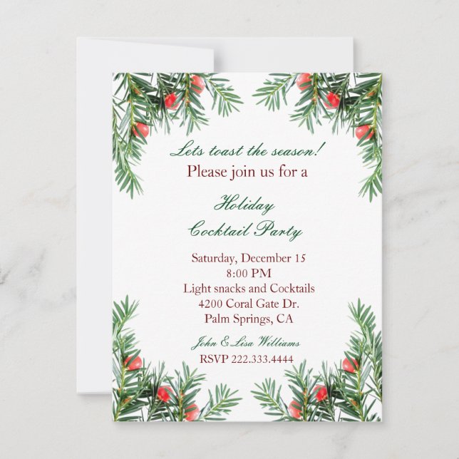 Invitación imperecedera y roja del día de fiesta (Anverso)