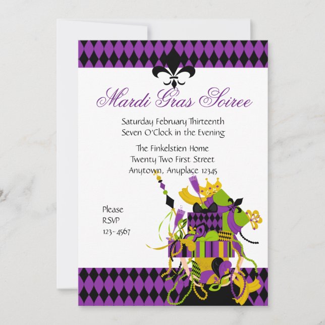 Invitación Imposible pila de Mardi Gras (Anverso)