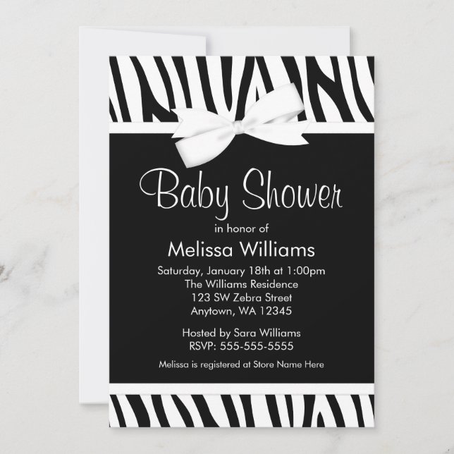 Invitación impresa blanco de Baby Shower del arco (Anverso)