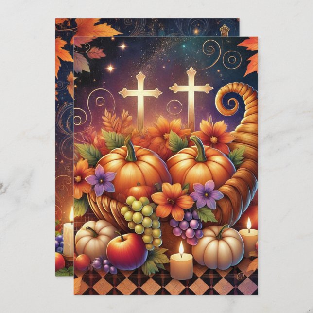Invitación Impresable Vibrant Christian Halloween Cornucopia (Anverso / Reverso)