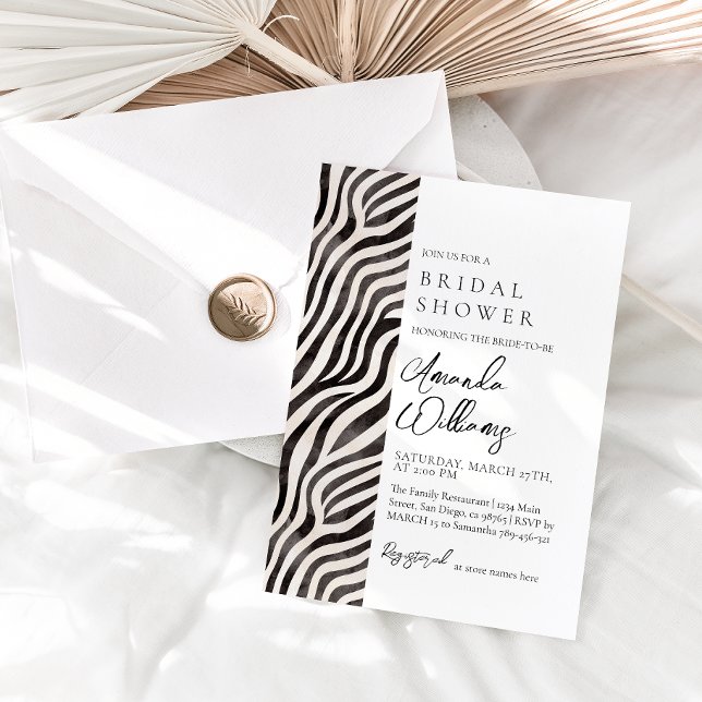Invitación Impresión animal ducha moderna de novia negra y bl (Subido por el creador)