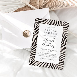 Invitación Impresión animal ducha moderna de novia negra y bl