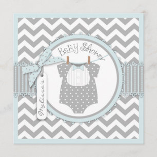 Invitación Impresión Baby Shower de Chevron de la pajarita