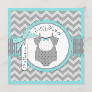 Invitación Impresión Baby Shower de Chevron de la pajarita