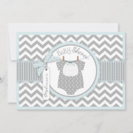 Invitación Impresión Baby Shower de Chevron de la pajarita