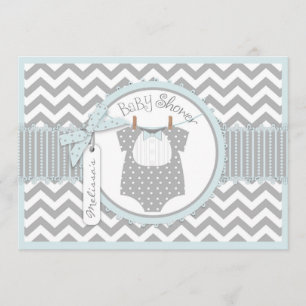 Invitación Impresión Baby Shower de Chevron de la pajarita