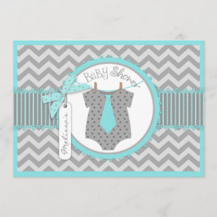 Invitación Impresión Baby Shower de Chevron del lazo del bebé