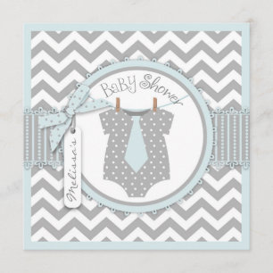 Invitación Impresión Baby Shower de Chevron del lazo del bebé