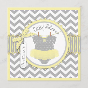 Invitación Impresión Baby Shower de Chevron del tutú de la