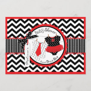 Invitación Impresión Baby Shower de Chevron del tutú del lazo