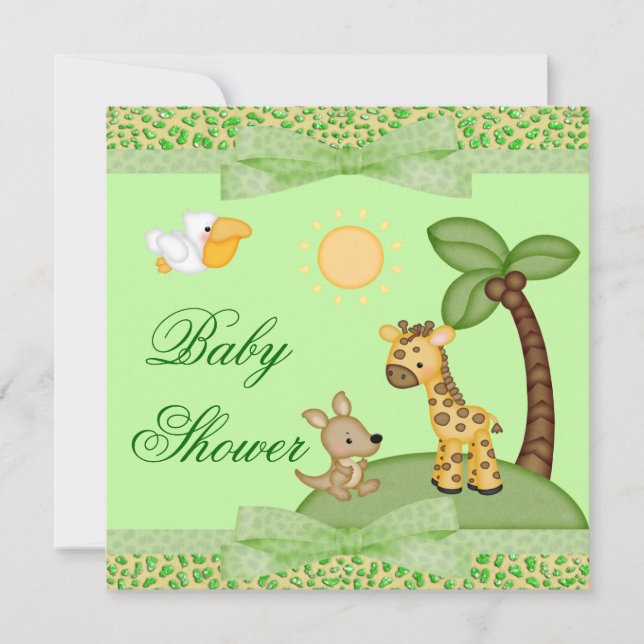 Invitación Impresión Baby Shower del guepardo de los animales (Anverso)