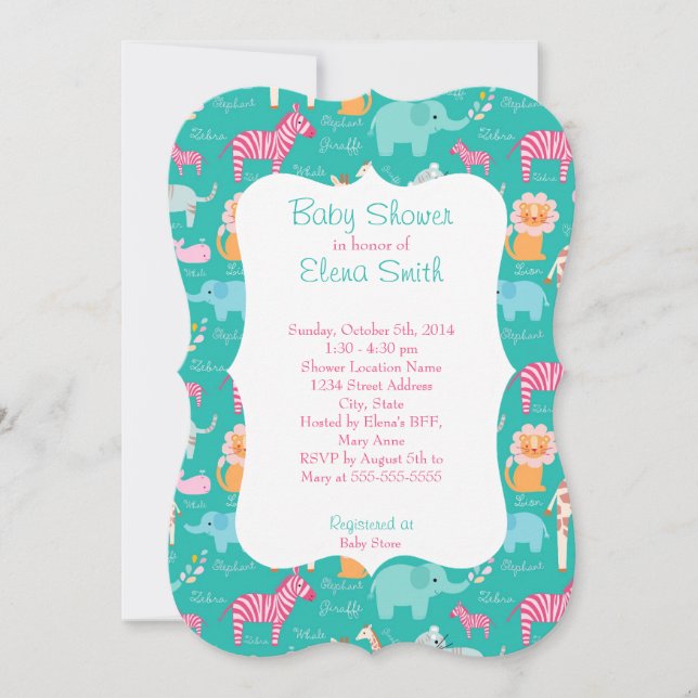 Invitación Impresión Baby Shower del safari (Anverso)