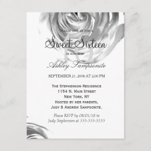 Invitación Impresión blanco y negro bonita elegante del rosa