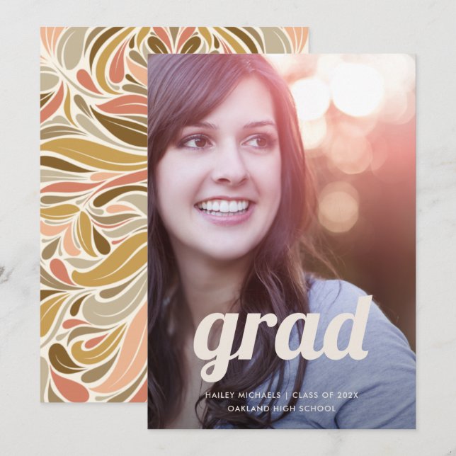 Invitación Impresión Boho con graduación de fotografía de tip (Anverso / Reverso)