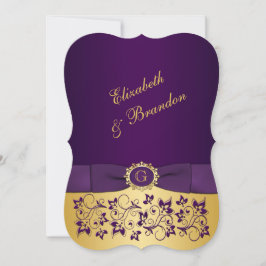 Invitación IMPRESIÓN BOW Purple, Gold Floral Wedding Invite 4