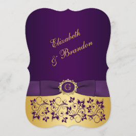 Invitación IMPRESIÓN BOW Purple, Gold Floral Wedding Invite 4