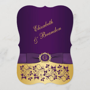 Invitación IMPRESIÓN BOW Purple, Gold Floral Wedding Invite 4