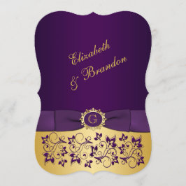 Invitación IMPRESIÓN BOW Purple, Gold Floral Wedding Invite 6