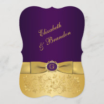 IMPRESIÓN BOW Purple, Gold Floral Wedding Invite 8
