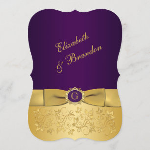 Invitación IMPRESIÓN BOW Purple, Gold Floral Wedding Invite 8